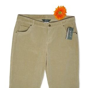 Woolrich Corduroy Strait Leg Pants Size 14 Tan Khaki Cotton Spandex Blend NWT